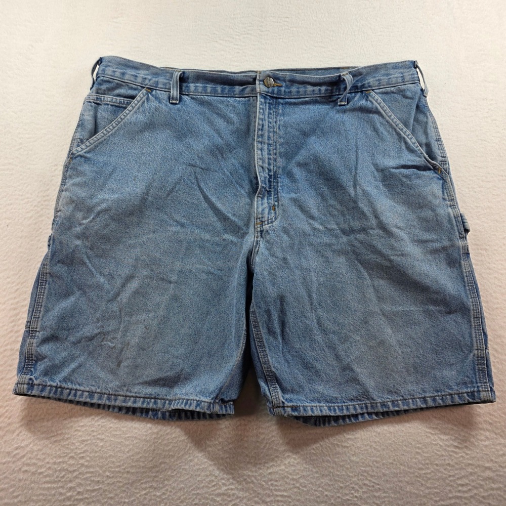 Carhartt Mens Denim Carpenter Shorts Light Wash Blue Workwear Hammer Loop 44